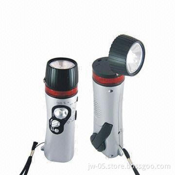 LED Torches/Flashlights, Made of ABS/Thermoplastic with FM/AM Radio, Mobile Charger